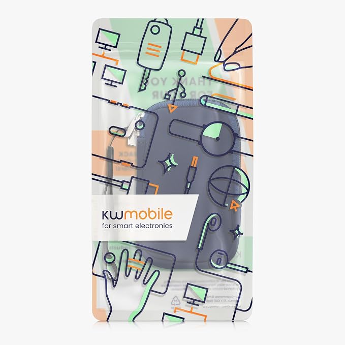 kwmobile Universal Phone Pouch Size L - 6.5" - Neoprene Smartphone Pouch with Zip - Water-Repellent Mobile Phone Case - Sleeve in Dark Blue - Image 7