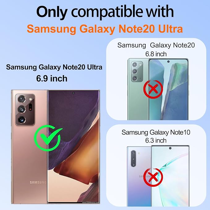 for Samsung Galaxy Note 20 Ultra Case with 2PCS Screen Protector, Build in 360° Rotating Ring Kickstand, Military Grade Protective Case for Note 20 Ultra Phone, Red+Black - Image 2