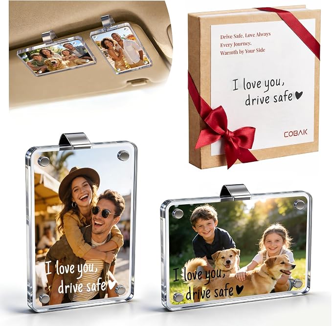 CoBak 2 Pack Acrylic Car Photo Holder, Magnetic Personalized Car Visor Clip, Car Accessories & Car Decor, Romantic Valentine's Day Gift for Family & Couples' Personal Photos by PopulartabletcasebrandWegivepeoplethebestdesignofprotectingvariouselectronicdevices