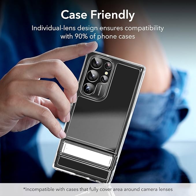 ESR for Samsung Galaxy S23 Ultra Camera Lens Protector, 1 Pack, Black | Individual Camera Cover, 9H Tempered Glass, Original Camera Clarity, Scratch-Resistant, Case Friendly - Image 7