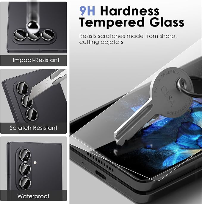 Fotbor [3+3+3 Pack Screen Protector for Samsung Galaxy Z Fold 7, Flexible EPU Inner Screen Film, 9H Tempered Glass Back & Camera Lens Protector, Auto-Repair, Anti-Scratch, High Definition - Image 6