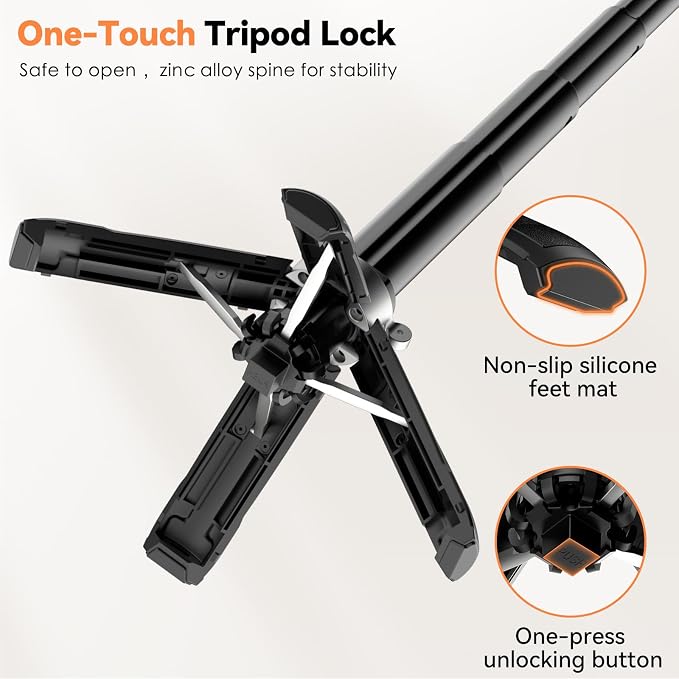 CloudValley Magnetic Mini Selfie Stick Tripod, 4-in-1 Pocket Size Phone Tripod with 360° Rotation, Choice Rechargeable Bluetooth Remote, Foldable Handle Grip, Compatible with MagSafe iPhone - Image 7