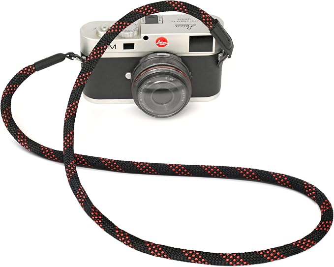 Camera Strap Vintage 100cm Nylon Climbing Rope Camera Neck Shoulder Strap for Micro Single and DSLR Camera (Black/Red) - Image 3