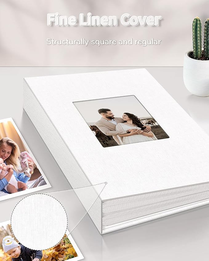 Artfeel Photo Album 4x6 with 100 Pockets,Slip-in Picture Albums,Linen Cover Memory Book with Front Window,White Page Vertical Photo Book for Wedding,Family,Anniversare,Baby,Vacation - Image 6