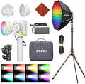 Godox ML100R RGB LED Video Light with 25600mAh Grip/Light Stand/Softbox | 110W Full-Color 1800K-10000K CRI 97+/TLCI 98+ 14 FX Effects Support APP Control for Live Streaming/Outdoor by GODOX