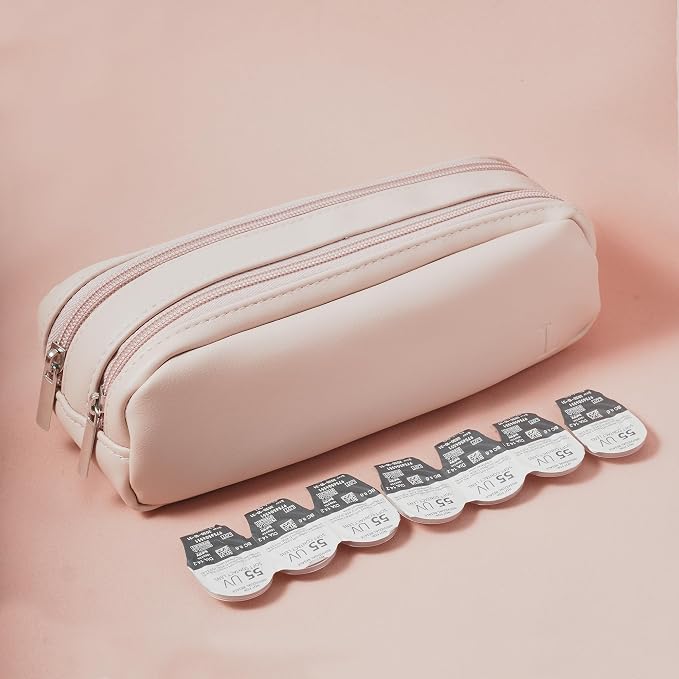 Portable Daily Contact Lens Case Organizer, Traveling Contact Cases Bag with Clearly Labeled R & L, Water-Resistant Disposable Contact Lens Dispenser, Storage up to 60 lenses(Pink) - Image 3