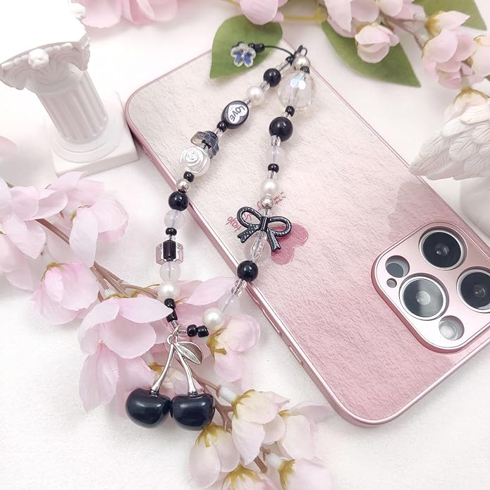 cioatu Phone Charms Cute Cherry Butterfly Cell Phone Lanyard Strap Wrist Strap for Bag Airpods Camera Pendants Decor - Image 4