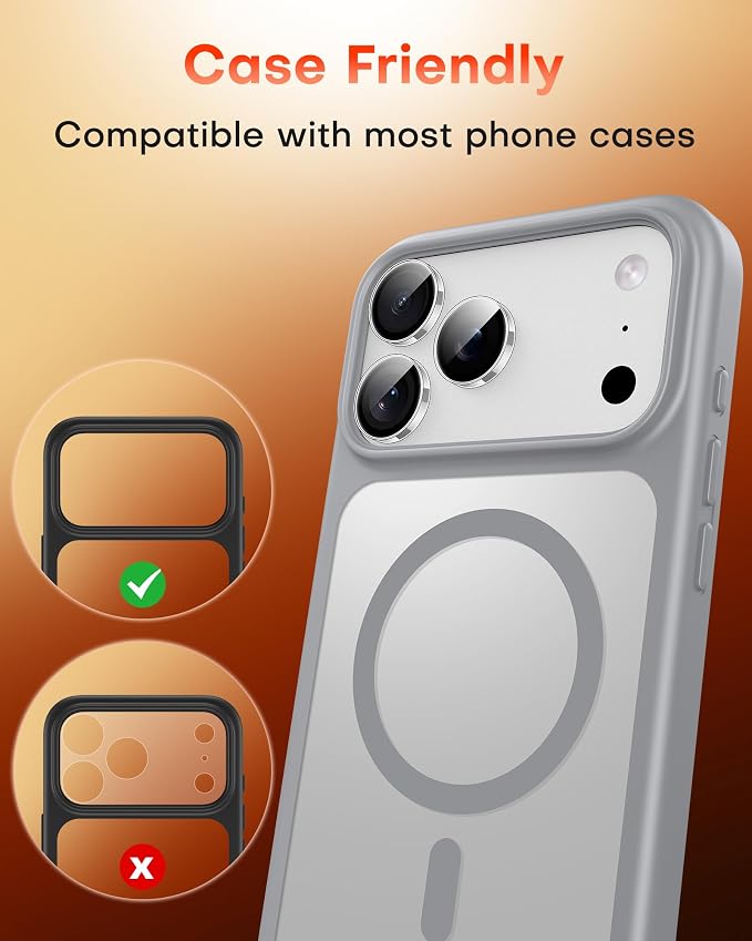 TOCOL Camera Lens Protector for iPhone 17 Pro Max/iPhone 17 Pro Tempered Glass HD Individual Scratch Resistant Camera Cover Accessories Case Friendly 2 Pack（Clear） - Image 8
