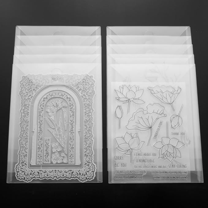 CYFUN DESIGN 20 Pieces Clear Stamp and Die Storage Bag, Resealable Plastic Die Storage Pocket Large Die Cuts Stencil Storage Pockets for Card Making DIY Scrapbooking,9.4x7 Inch - Image 3