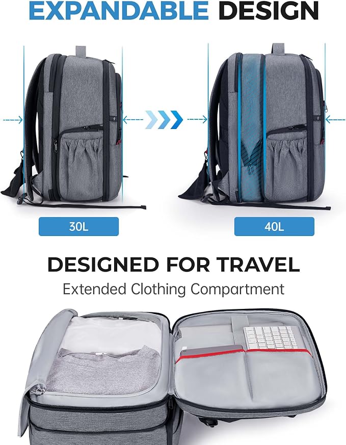 BAGSMART Camera Bag for DSLR, Waterproof Camera Backpacks for Photographers, Camera Case with Laptop Compartment-15.6" Grey - Image 2