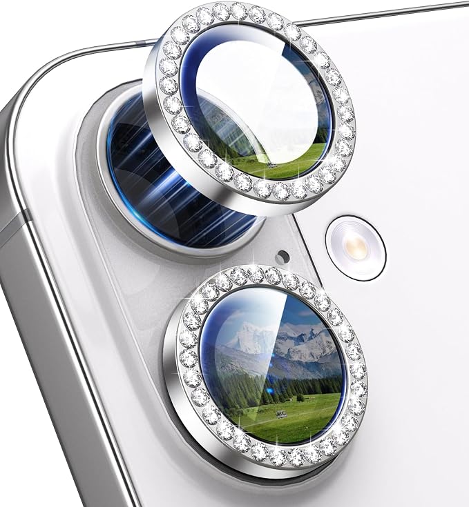 for iPhone 17 Camera Lens Protector Cover Bling Diamond, Silver | Individual Metal, 9H Hardness, Scratch Resistant, Shockproof, Drop Protection, Case Friendly, Stylish Accessories by Xfilm