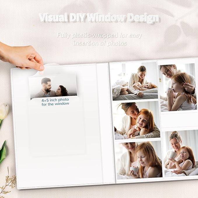 Artfeel Photo Album 4x6 with 1000 Pockets,Slip-in Picture Albums,Linen Cover Memory Book with Front Window,White Page Vertical Photo Book for Wedding,Family,Anniversare,Baby,Vacation - Image 2