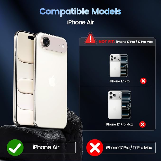 CACOE Metal Camera Lens Protector for iPhone Air | Tempered Glass Cover, Anti-Scratch, Drop-Proof, Strong Adhesion, Camera Screen Cover Accessories, Light Gold - Image 7