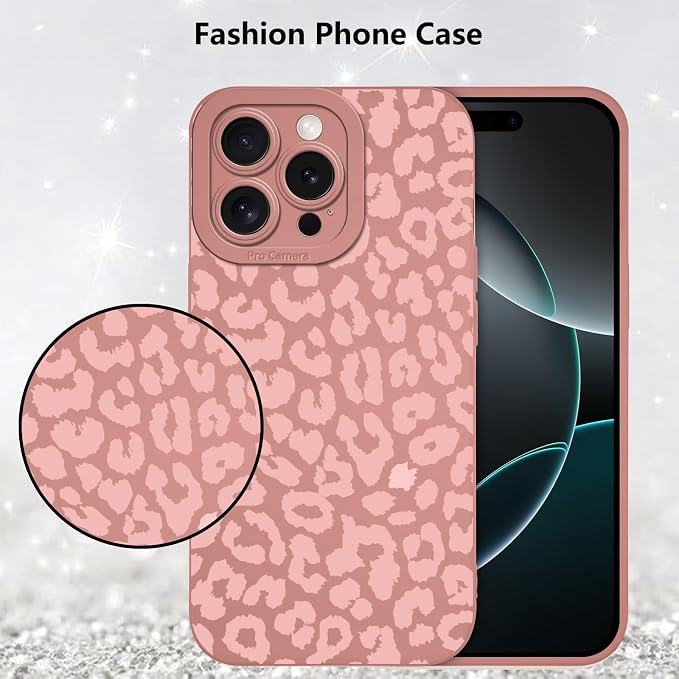 Cute Pink Cheetah Print Phone Case for iPhone 16 Pro Max 6.9" | Aesthetic Leopard Pattern Design Cover Full Camera Lens Protective Shockproof Soft Slim TPU Funda for Women Girls - Image 6