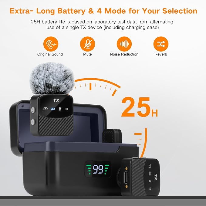Professional Vlogging Kit for iPhone/Android, 70”Auto Face Tracking Tripod for iPhone with Light, 25H Battery Life Wireless Microphones,Content Creator Kit for TikTok/YouTube Starter - Image 5