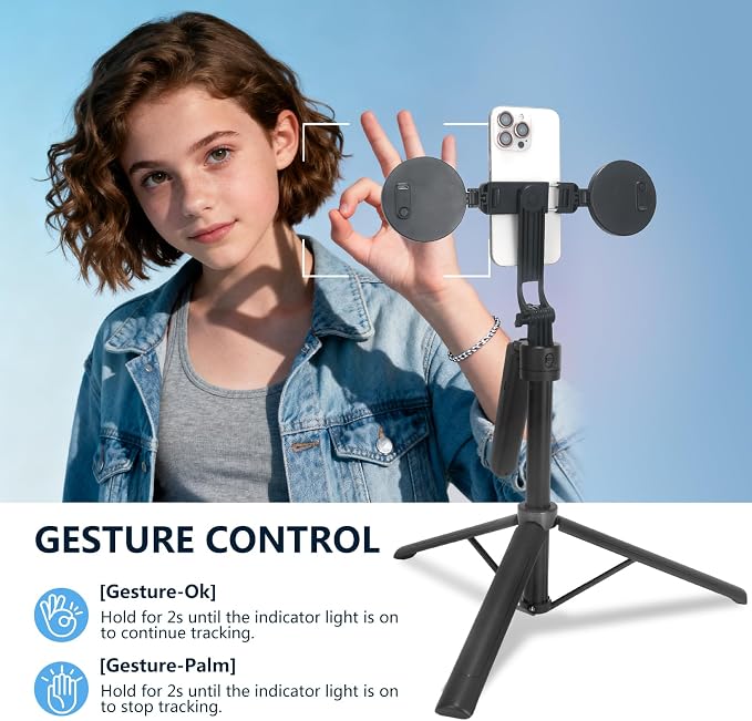 Auto Face Tracking Tripod for iPhone & Android with 2 LED Fill Lights | 360° Rotating Phone Tripod, 70.9″ Selfie Stick for Video Recording, Live Streaming - Image 3