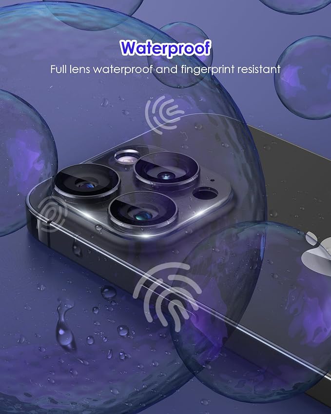 Compatible for iPhone 16 Pro Max/iPhone 16 Pro/iPhone 14 Pro/iPhone 14 Pro Max Camera Lens Protector [Full Coverage Metal] 9H Tempered Glass Camera Cover Titanium Black - Image 5
