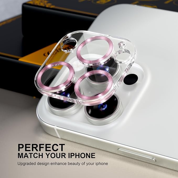 for 6 Pack iPhone 15 Pro/iPhone 15 Pro Max Camera Lens Protector [Drop Protection] [Case Friendly] [Easy Installation] 9H Tempered Glass Camera Screen Protector Cover, CD Pink - Image 5