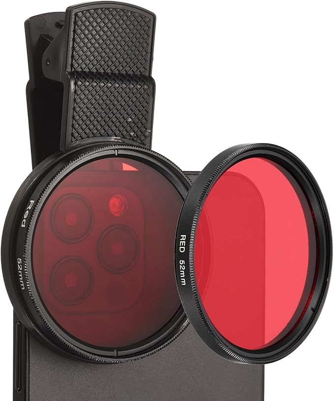 PATIKIL 52mm Phone Camera Lens, Clip-On Full Color Filter Circular Polarizing Lens for Most Smart Phones and DSLR Cameras, Red by PATIKIL