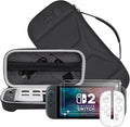 Carrying Case for Nintendo/NS Switch 2 for (2025) Storage Case Cover,Black Hard Shell Portable Handbag with 2 Pack Tempered Films and a Transparent Silicone Handle 3 in 1 by Suttkue
