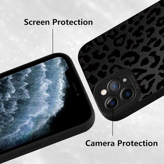 Cute Black Cheetah Print Phone Case for iPhone 11 Pro 5.8" | Aesthetic Leopard Pattern Design Cover Full Camera Lens Protective Shockproof Soft Slim TPU Funda for Men Women Girls - Image 5