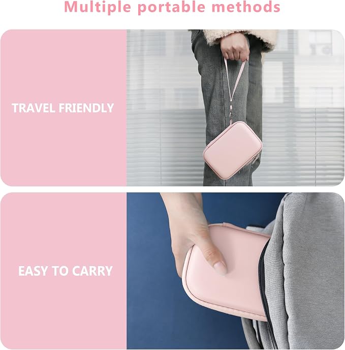 Carrying Case Compatible with Fujifilm Instax Mini EVO Instant Camera, INSTAX MINI EVO Camera Storage Holder Travel Bag with Mesh Pocket for Photos, USB Cables, Film, Pink - Image 6