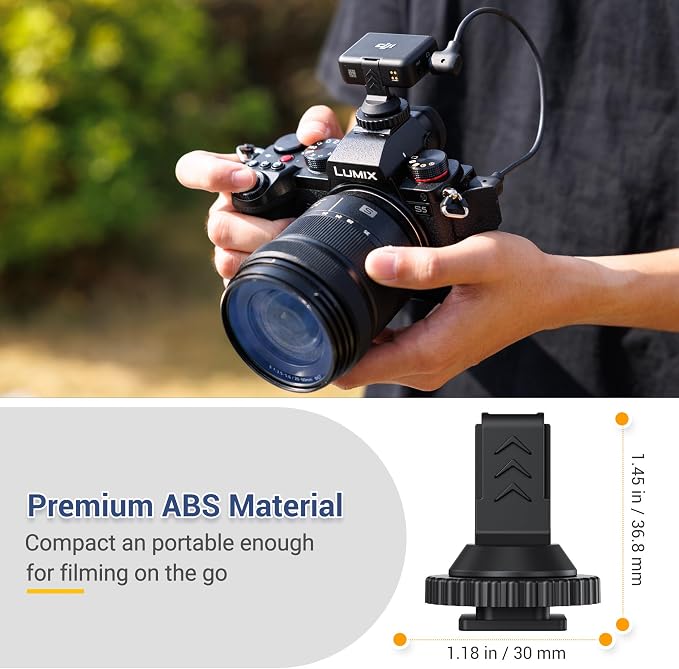JJC Cold Shoe Mount Adapter for DJI Mic, Fits Canon Nikon Sony Cameras | with 1/4" Tripod Screw Hole, Portable & Lightweight, Ideal for Vlogging & Video Recording, Accessories for DJI Mic - Image 4