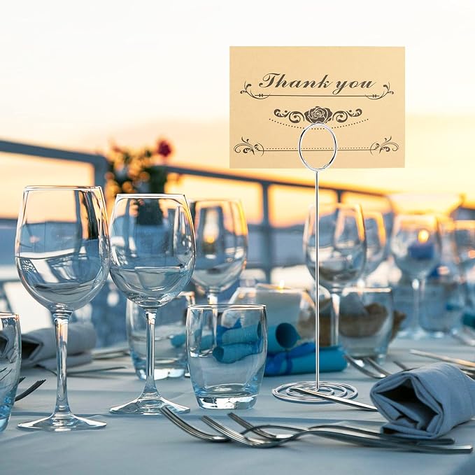 Table Number Holders, 10PCS Place Card Holder, Photo Holder (8.7" Silver) | Picture Holder, Card Stand Name Menu Clips, Large Size Table Sign Card Holder for Centerpieces Wedding Birthday Party - Image 4