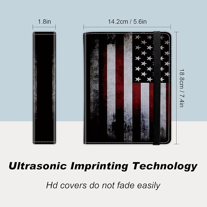 Small Photo Album 5x7, 60 Pockets Holds 120 Photos, Slip-in Pocket Photo Album with Black Elastic Band for Family Wedding Baby Travel Pictures, Vintage American Flag - Image 2