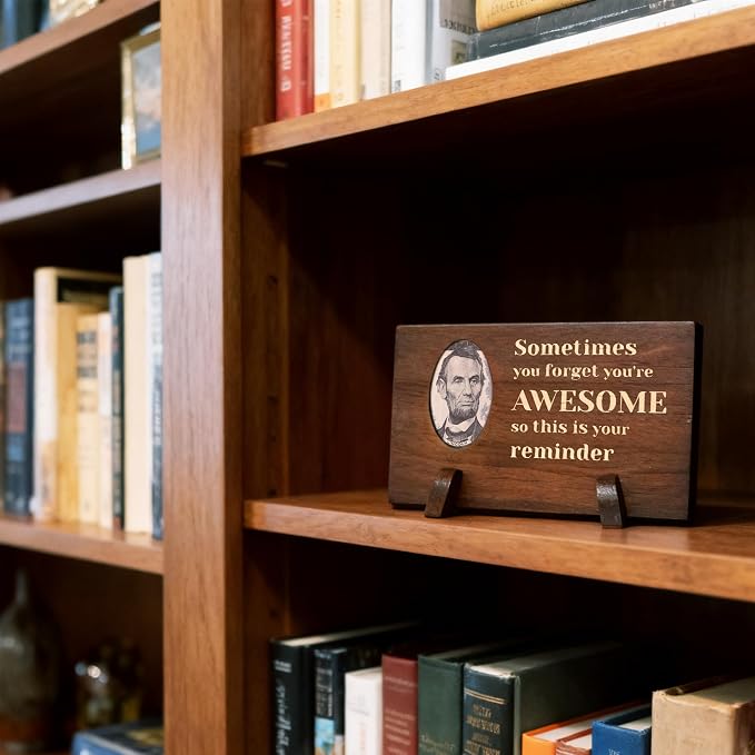 Desk Decor Dollar Bill Frame Office Accessories Photo Display Motivational Wood Sign Rustic Office Essentials for Resources Boss Coworker Friend Home Work Table (You‘re Awesome) - Image 6