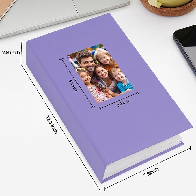 Aevdor 4x6 Photo Album, Holds 360 Photos, Linen Cover, Purple | Horizontal 4x6 Photo Format Only, Easy-View Clear Pockets, Family, Wedding, Baby, Travel and Graduation Prints - Image 7