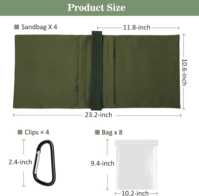 4 Packs Green Sandbag Weight Bags for Light Photography Video Equipment | Heavy Duty Saddlebags for Backdrop Stand, Photo Tripod, Canopy, Pop up Tent, Umbrella Base, Fishing Chair, Picnic Table - Image 4