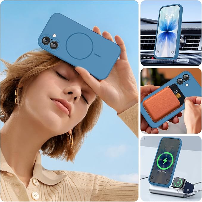Miracase Silicone & Magnetic for iPhone 17 Case, Capri Blue | Compatible with MagSafe, Silicone Camera Control Cover, Soft Microfiber Lining, Shockproof Drop Protection Phone Case for 17 - Image 7