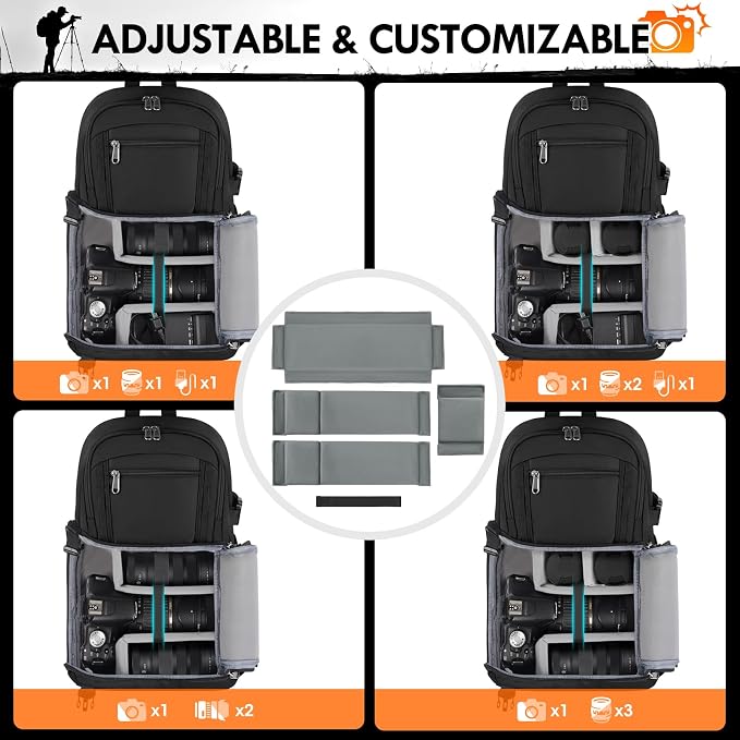RAINSMORE Camera Sling Bag, Small Dslr/Mirrorless Camera Bag & Case | Waterproof Camera Bags for Photographers, with Removable Padded Insert & Tripod Holder, Compatible with Canon/Nikon/Sony/Fuji - Image 7