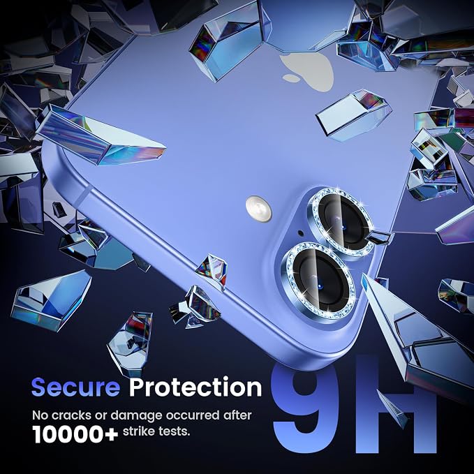 Tensea for iPhone 16/16 Plus Camera Lens Protector Bling, Camera Cover | 9H Tempered Glass Camera Screen Protector, Metal Individual Ring for iPhone16 6.1inch/ 16Plus 6.7inch, HD Clear, Easy Install - Image 4
