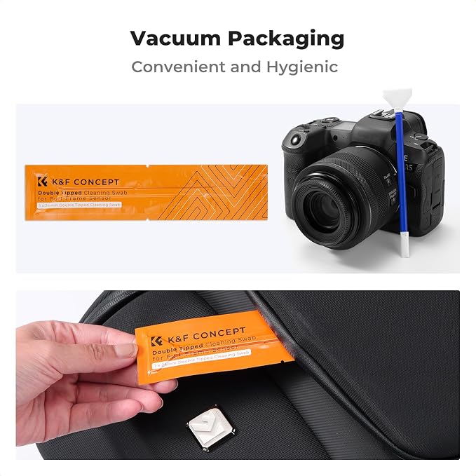 K&F CONCEPT 24mm Full Frame Sensor Cleaning Kits, with 20ml Sensor Cleaner | Sensor SwabsX5, Vacuum Sealed, Gentle Cleaner, Multi-Device Use, Precision Cleaning,for Nikon Sony Canon Camera Clean,MA01 - Image 7