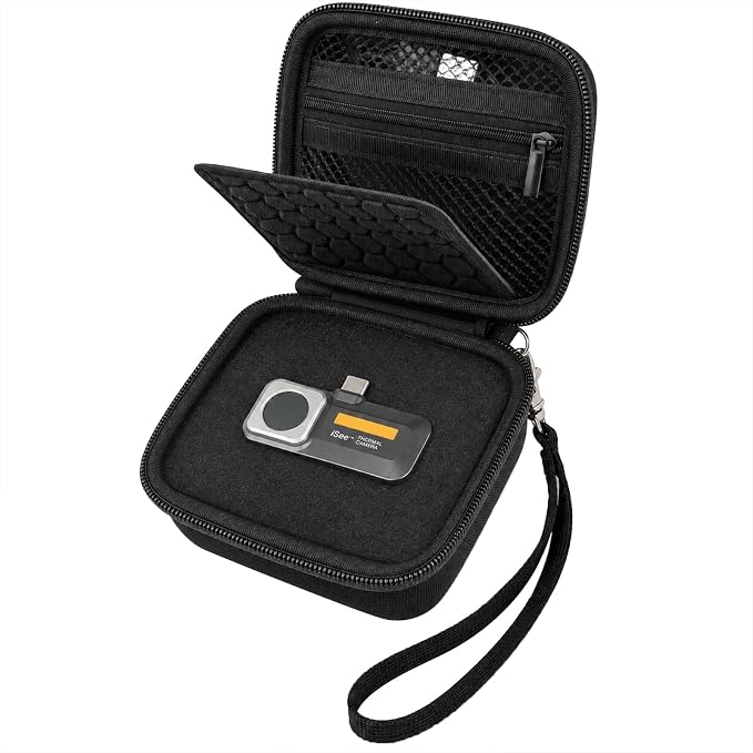Boobowl Thermal Camera Case for FLIR One, for Thermal Master P1, for Fluke | Removable Foam, 1 cm Bottom Pad and Accessory Pocket for USB Cable, Technicians, Fieldwork and Travel, Case Only - Black by BOOBOWL