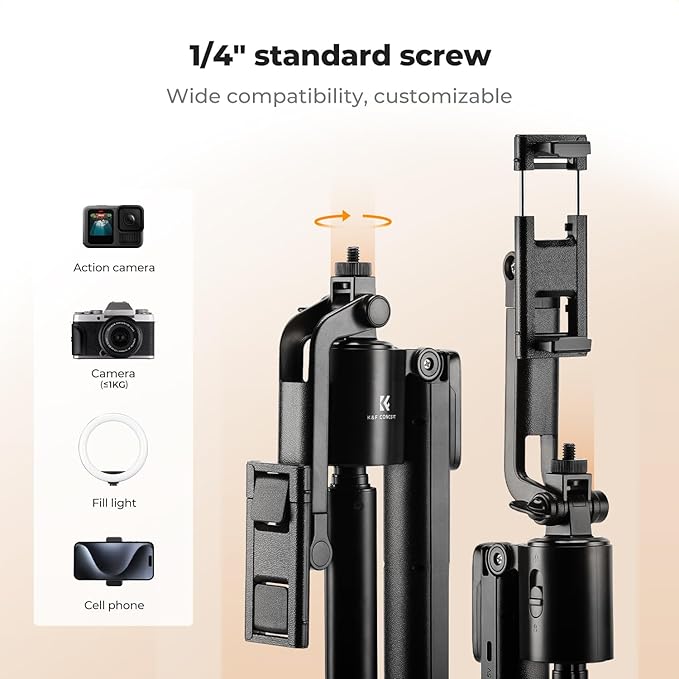 K&F CONCEPT 71“ Face Tracking Tripod, Auto Face Tracking Selfie Stick | Auto Face Tracking Tripod 360 Totation with Stand, Gesture & Remote Control, Compatible with iPhone Android Pocket 4/3, X106 - Image 4