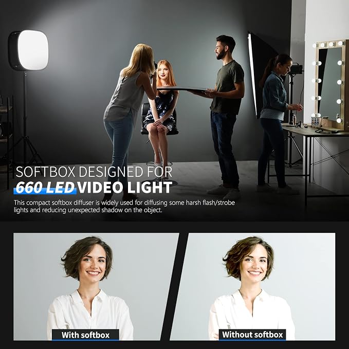 NEEWER LED Light Panel Softbox for 660/530/480 LED Light, Outer 16.3'' x 6.5'', Inner 9.8'' x 8.7'', Foldable Diffuser with Strap Attachment and Bag for Photo Studio Portrait Video Shooting - Image 5