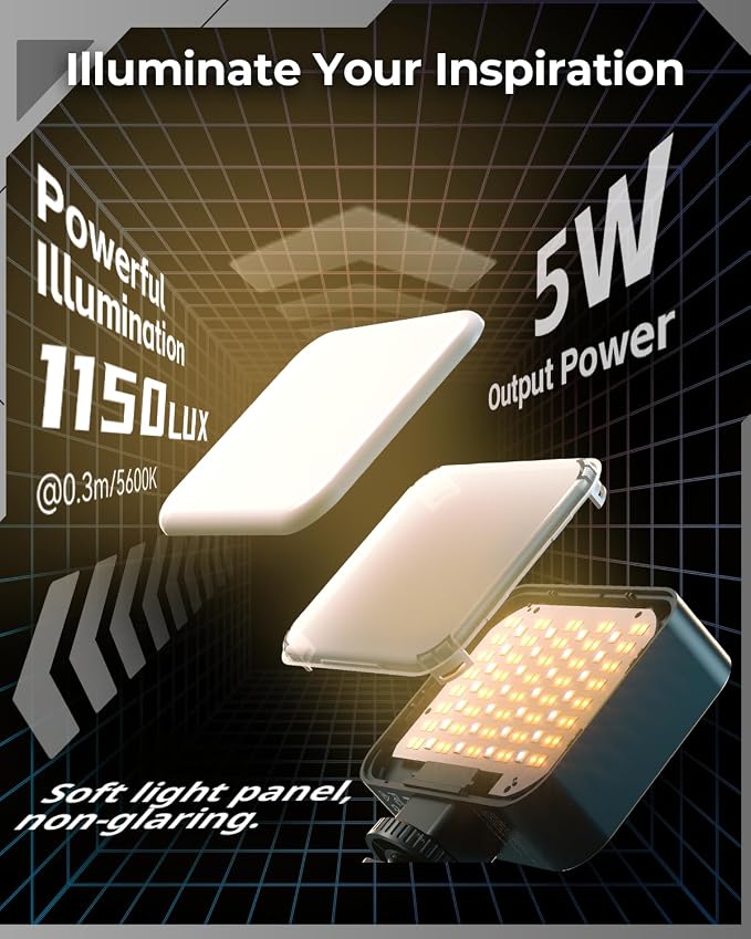 SmallRig RM120 RGB LED Video Light Panel, 7W Portable Metal Camera Light | 2500-8500K CRI TLCI 98+, 5000mAh / 3H Runtime / OLED Screen / 12 Effects for TikTok, Content Creator, Photographer - Image 4