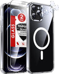 LeYi for iPhone-12-Pro-Max Case Clear: Compatible with Magsafe[ Screen Protector X2+ Camera Cover X2] iPhone12 Promax Cases Funda para i 12Pro Max Magnetic Protective Heavy Duty Slim, Transparent by LeYi
