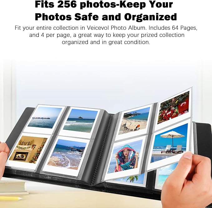 256 Pockets Photo Album for Instax Wide & Polaroid 600/i-Type Photos, Brown | Fits 3.5 x 4.25 inch Photos & Fujifilm Instax Wide & SX-70, Acid-Free Pages, PU Leather Cover, Front Window, Side-Loading - Image 3