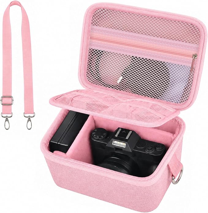 Comecase Large Travel 4K Vlogging Camera Case for Duluvulu/for AUREAPIX | Outdoor Camera Holder with 2 Dividers and Mesh Pocket, for Vloggers and Content Creators, Trip Ready, Full Pink - Case Only by COMECASE