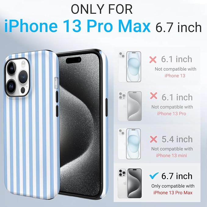 TPU Phone Case for iPhone 13 Pro Max, MagSafe Wireless Charging Compatible, Shockproof Slim Fit Protective Cover with Anti-Yellowing & Raised Camera Protection (Blue Stripe, iPhone 13 Pro Max) - Image 2