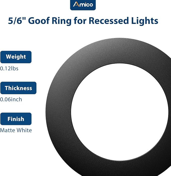 Amico Goof Rings for 6 Inch Recessed Lights, 6 Pack, Black | Can Light Trim Ring Cover, Outer Diameter 8.6-inch, Inner Diameter 6.2-inch, Durable Plastic Design - Image 7