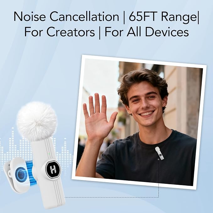 HEHOTTC Mini Wireless Lavalier Microphone for iPhone, iPad, Android Phone - 2in1 Microfono Lapel Bluetooth Mic for Recording, Clip on Omni Lav Mic for Video Recording, Tiktok, YouTube, Vlog - Image 3