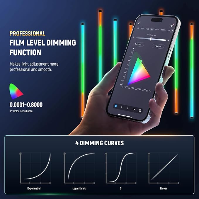 NEEWER RGB Tube Light, 30W LED Video Light RGBWW Full Color Stick Light Wand with 18 Scenes 7 Pixel Effects 2500-10000K CRI97/TLCI98 6000mAh, APP/2.4G/DMX Control for Photography Video Record, TL90C - Image 5