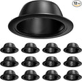 6 Inch Can Light Cover,12 Pack Black Can Light Trim | Step Baffle with Detachable Ring,Anti-Glare,All Metal Material by Anyhome