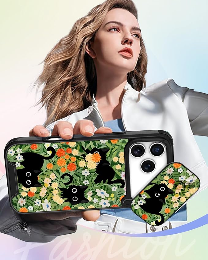 Buleens for iPhone 17 Pro Max Case 6.9 Inch - with Ring Stand & Camera Cover Aesthetic Cute Designed Women Girls Girly Flowers Floral Pretty Phone Case for iPhone 17 Pro Max Compatible with Magsafe - Image 6