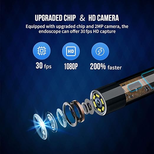 5.5mm Endoscope,1080P HD Borescope Inspection Camera with Light | Snake Camera for iPhone & Android, 5FT Flexible Cable, IP67 Waterproof, for Automotive HVAC Mechanic, Tools for Men - Image 3